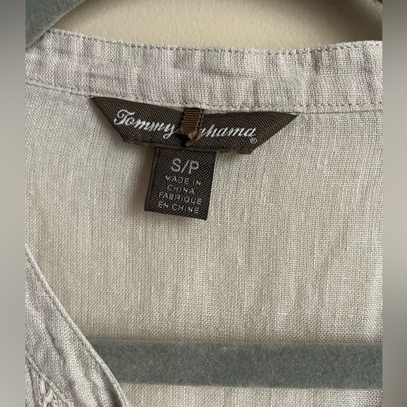 Tommy Bahama 100% linen peasant blouse size S semi sheer boho grandma granola - Picture 2 of 8